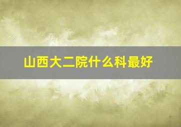 山西大二院什么科最好