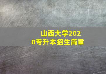 山西大学2020专升本招生简章