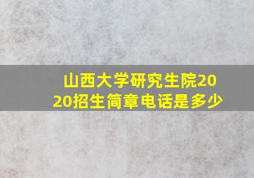 山西大学研究生院2020招生简章电话是多少