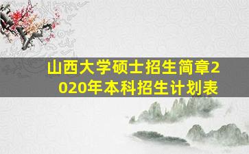 山西大学硕士招生简章2020年本科招生计划表