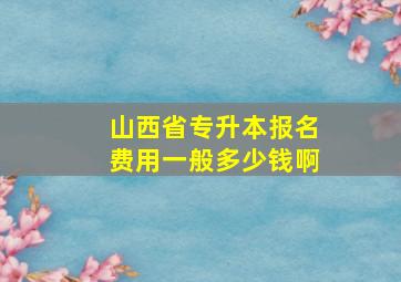 山西省专升本报名费用一般多少钱啊