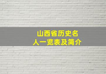 山西省历史名人一览表及简介