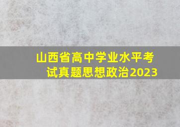 山西省高中学业水平考试真题思想政治2023