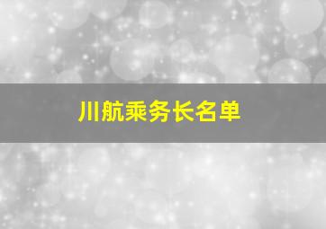 川航乘务长名单