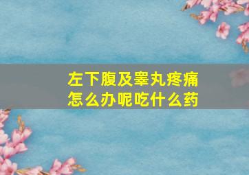 左下腹及睾丸疼痛怎么办呢吃什么药