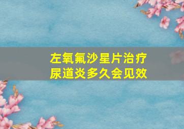 左氧氟沙星片治疗尿道炎多久会见效