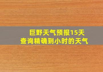 巨野天气预报15天查询精确到小时的天气