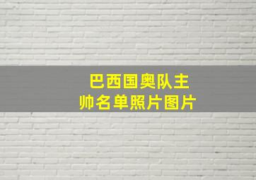 巴西国奥队主帅名单照片图片