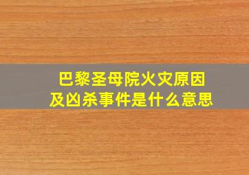 巴黎圣母院火灾原因及凶杀事件是什么意思