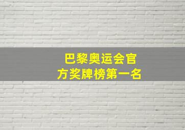 巴黎奥运会官方奖牌榜第一名