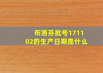 布洛芬批号171102的生产日期是什么