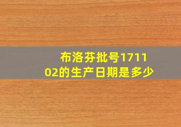 布洛芬批号171102的生产日期是多少