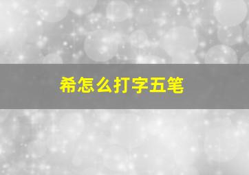 希怎么打字五笔