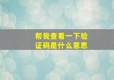 帮我查看一下验证码是什么意思