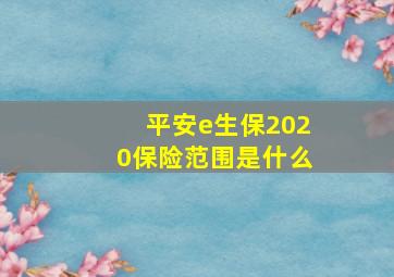 平安e生保2020保险范围是什么