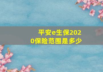 平安e生保2020保险范围是多少