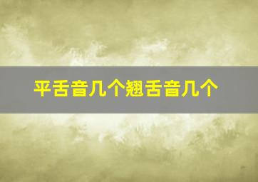 平舌音几个翘舌音几个