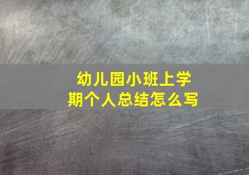 幼儿园小班上学期个人总结怎么写