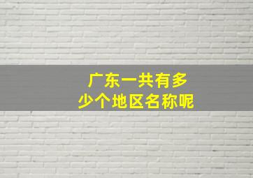 广东一共有多少个地区名称呢