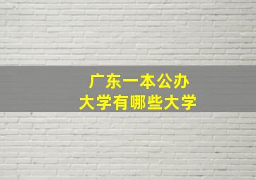 广东一本公办大学有哪些大学