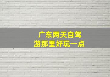 广东两天自驾游那里好玩一点