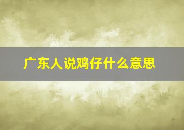 广东人说鸡仔什么意思