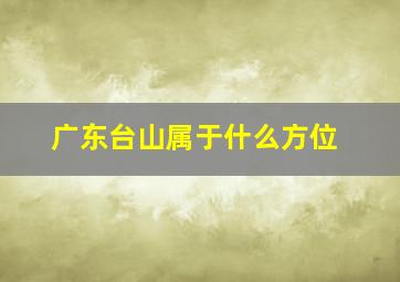 广东台山属于什么方位