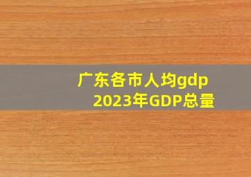 广东各市人均gdp2023年GDP总量