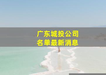 广东城投公司名单最新消息