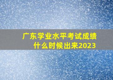 广东学业水平考试成绩什么时候出来2023