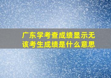 广东学考查成绩显示无该考生成绩是什么意思