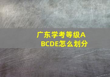 广东学考等级ABCDE怎么划分