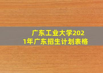 广东工业大学2021年广东招生计划表格