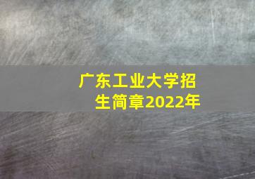 广东工业大学招生简章2022年