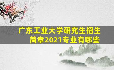 广东工业大学研究生招生简章2021专业有哪些