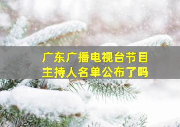 广东广播电视台节目主持人名单公布了吗