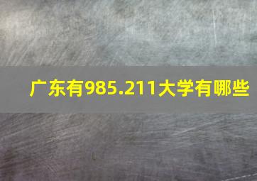 广东有985.211大学有哪些