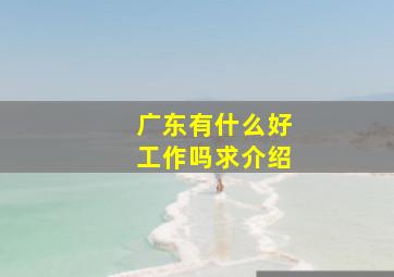 广东有什么好工作吗求介绍