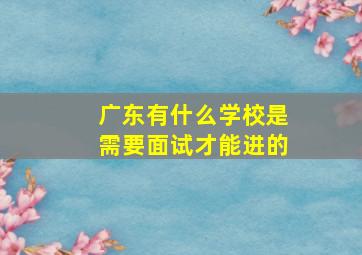 广东有什么学校是需要面试才能进的