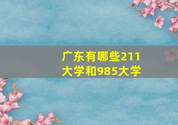 广东有哪些211大学和985大学