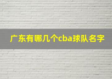 广东有哪几个cba球队名字