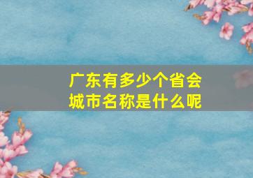 广东有多少个省会城市名称是什么呢