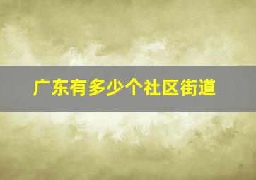 广东有多少个社区街道