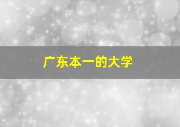 广东本一的大学