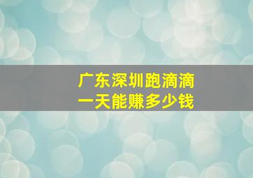 广东深圳跑滴滴一天能赚多少钱