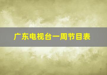 广东电视台一周节目表