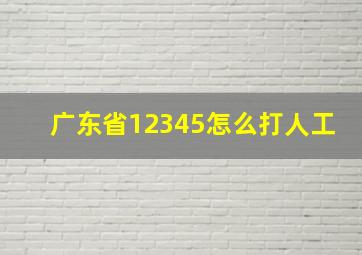 广东省12345怎么打人工