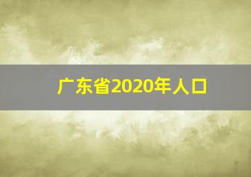 广东省2020年人口