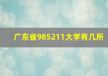 广东省985211大学有几所