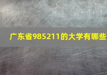 广东省985211的大学有哪些